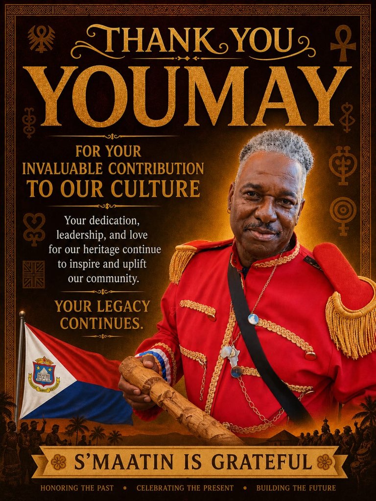 Tribute poster honoring Urmain Dormoy for his contribution to Sint Maarten culture